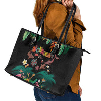 Hawaiian Alohawaii Leather Tote Bag Tribal Sea Animals Tattoo and Tropical Plants - Polynesian Pride