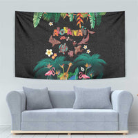 Hawaiian Alohawaii Tapestry Tribal Sea Animals Tattoo and Tropical Plants - Polynesian Pride