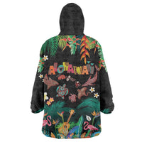 Hawaiian Alohawaii Wearable Blanket Hoodie Tribal Sea Animals Tattoo and Tropical Plants - Polynesian Pride