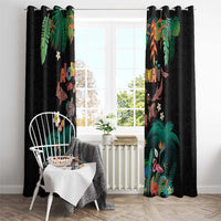 Hawaiian Alohawaii Window Curtain Tribal Sea Animals Tattoo and Tropical Plants - Polynesian Pride