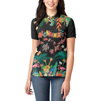 Hawaiian Alohawaii Women Polo Shirt Tribal Sea Animals Tattoo and Tropical Plants LT03 - Polynesian Pride