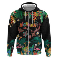 Hawaiian Alohawaii Zip Hoodie Tribal Sea Animals Tattoo and Tropical Plants - Polynesian Pride