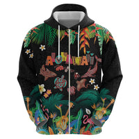 Hawaiian Alohawaii Zip Hoodie Tribal Sea Animals Tattoo and Tropical Plants - Polynesian Pride