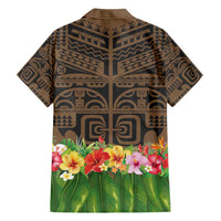 Hawaiian Hula Costume Hawaiian Shirt Tribal Tattoo and Tropical Plants Skirt - Polynesian Pride