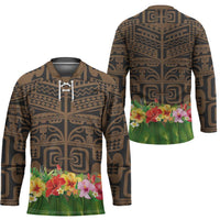 Hawaiian Hula Costume Hockey Jersey Tribal Tattoo and Tropical Plants Skirt - Polynesian Pride