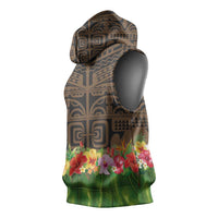 Hawaiian Hula Costume Sleeveless Hoodie Tribal Tattoo and Tropical Plants Skirt - Polynesian Pride
