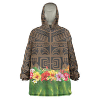 Hawaiian Hula Costume Wearable Blanket Hoodie Tribal Tattoo and Tropical Plants Skirt - Polynesian Pride