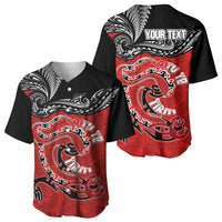 Personalised Aotearoa Toitu Te Tiriti Baseball Jersey Taniwha Tribal Motifs