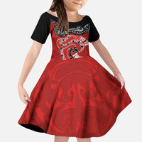Personalised Aotearoa Toitu Te Tiriti Family Matching Mermaid Dress and Hawaiian Shirt Taniwha Tribal Motifs LT03 Daughter's Dress Multicolor - Polynesian Pride