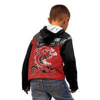 Personalised Aotearoa Toitu Te Tiriti Kid Hoodie Taniwha Tribal Motifs LT03 - Polynesian Pride