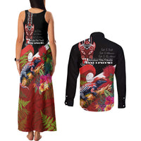 Aotearoa Toitu Te Tiriti Couples Matching Tank Maxi Dress and Long Sleeve Button Shirt Waitangi-Honour The Treaty NZ Tuatara and Plants