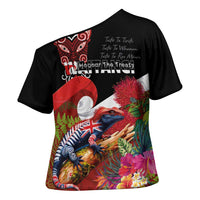 Aotearoa Toitu Te Tiriti Cross Shoulder Shirt Waitangi-Honour The Treaty NZ Tuatara and Plants LT03 - Polynesian Pride