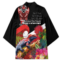Aotearoa Toitu Te Tiriti Kimono Waitangi-Honour The Treaty NZ Tuatara and Plants LT03 - Polynesian Pride