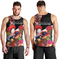 Aotearoa Toitu Te Tiriti Men Tank Top Waitangi-Honour The Treaty NZ Tuatara and Plants LT03 - Polynesian Pride