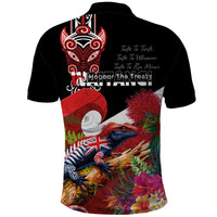 Aotearoa Toitu Te Tiriti Polo Shirt Waitangi-Honour The Treaty NZ Tuatara and Plants