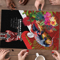 Aotearoa Toitu Te Tiriti Puzzle Waitangi-Honour The Treaty NZ Tuatara and Plants LT03 - Polynesian Pride