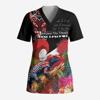Aotearoa Toitu Te Tiriti Scrub Top Waitangi-Honour The Treaty NZ Tuatara and Plants LT03 Adult Multicolor - Polynesian Pride