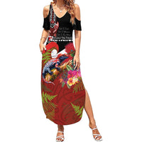 Aotearoa Toitu Te Tiriti Summer Maxi Dress Waitangi-Honour The Treaty NZ Tuatara and Plants LT03 Women Multicolor - Polynesian Pride