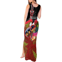 Aotearoa Toitu Te Tiriti Tank Maxi Dress Waitangi-Honour The Treaty NZ Tuatara and Plants LT03 - Polynesian Pride