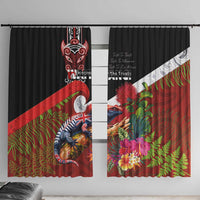 Aotearoa Toitu Te Tiriti Window Curtain Waitangi-Honour The Treaty NZ Tuatara and Plants LT03 With Hooks Multicolor - Polynesian Pride