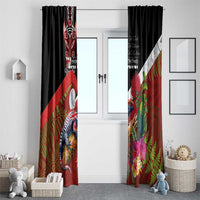 Aotearoa Toitu Te Tiriti Window Curtain Waitangi-Honour The Treaty NZ Tuatara and Plants LT03 - Polynesian Pride