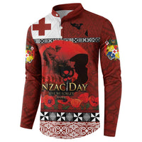 Tonga ANZAC Day Button Sweatshirt Gallipoli Lest We Forget Ngatu Art Tribal