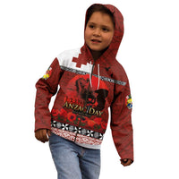 Tonga ANZAC Day Kid Hoodie Gallipoli Lest We Forget Ngatu Art Tribal