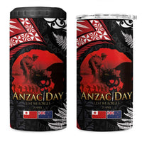 Tonga and New Zealand ANZAC Day 4 in 1 Can Cooler Tumbler Gallipoli Lest We Forget-Ngatu Art Tribal and Maori Tattoo with Fern LT03 One Size: 16 oz Black - Polynesian Pride