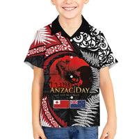 Tonga and New Zealand ANZAC Day Hawaiian Shirt Gallipoli Lest We Forget Ngatu Art Tribal and Maori Tattoo with Fern LT03