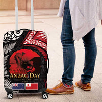 Tonga and New Zealand ANZAC Day Luggage Cover Gallipoli Lest We Forget Ngatu Art Tribal and Maori Tattoo with Fern LT03 Black - Polynesian Pride