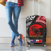 Tonga and New Zealand ANZAC Day Luggage Cover Gallipoli Lest We Forget Ngatu Art Tribal and Maori Tattoo with Fern LT03 - Polynesian Pride
