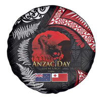 Tonga and New Zealand ANZAC Day Spare Tire Cover Gallipoli Lest We Forget Ngatu Art Tribal and Maori Tattoo with Fern LT03