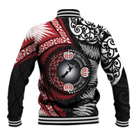 Tonga and New Zealand Together Baseball Jacket Ngatu Art Tribal Maori Tattoo and Silver Fern