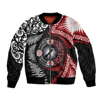 Tonga and New Zealand Together Bomber Jacket Ngatu Art Tribal Maori Tattoo and Silver Fern
