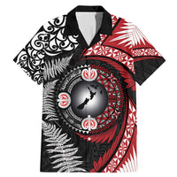 Tonga and New Zealand Together Family Matching Mermaid Dress and Hawaiian Shirt Ngatu Art Tribal Maori Tattoo and Silver Fern LT03 Dad's Shirt - Short Sleeve Black - Polynesian Pride