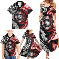 Tonga and New Zealand Together Family Matching Summer Maxi Dress and Hawaiian Shirt Ngatu Art Tribal Maori Tattoo and Silver Fern LT03 - Polynesian Pride