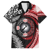 Tonga and New Zealand Together Family Matching Summer Maxi Dress and Hawaiian Shirt Ngatu Art Tribal Maori Tattoo and Silver Fern LT03 Dad's Shirt - Short Sleeve Black - Polynesian Pride