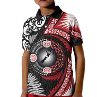 Tonga and New Zealand Together Kid Polo Shirt Ngatu Art Tribal Maori Tattoo and Silver Fern