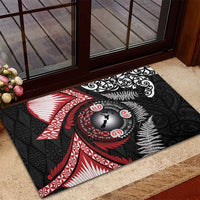 Tonga and New Zealand Together Rubber Doormat Ngatu Art Tribal Maori Tattoo and Silver Fern