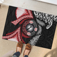 Tonga and New Zealand Together Rubber Doormat Ngatu Art Tribal Maori Tattoo and Silver Fern