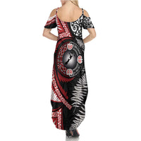 Tonga and New Zealand Together Summer Maxi Dress Ngatu Art Tribal Maori Tattoo and Silver Fern