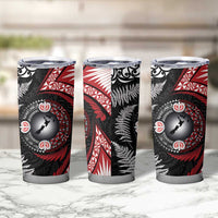Tonga and New Zealand Together Tumbler Cup Ngatu Art Tribal-Maori Tattoo and Silver Fern