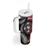 Tonga and New Zealand Together Tumbler With Handle Ngatu Art Tribal-Maori Tattoo and Silver Fern