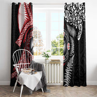 Tonga and New Zealand Together Window Curtain Ngatu Art Tribal Maori Tattoo and Silver Fern