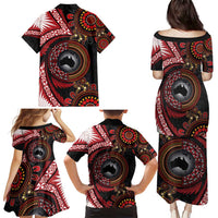 Tonga and Australia Together Family Matching Puletasi and Hawaiian Shirt Ngatu Art Tribal Aboriginal Tattoo Pattern