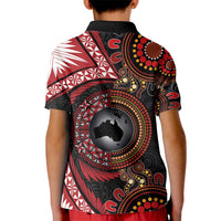Tonga and Australia Together Kid Polo Shirt Ngatu Art Tribal Aboriginal Tattoo Pattern