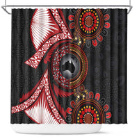 Tonga and Australia Together Shower Curtain Ngatu Art Tribal Aboriginal Tattoo Pattern LT03 Black - Polynesian Pride