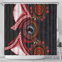 Tonga and Australia Together Shower Curtain Ngatu Art Tribal Aboriginal Tattoo Pattern LT03 - Polynesian Pride