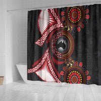 Tonga and Australia Together Shower Curtain Ngatu Art Tribal Aboriginal Tattoo Pattern LT03 - Polynesian Pride