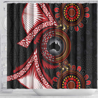 Tonga and Australia Together Shower Curtain Ngatu Art Tribal Aboriginal Tattoo Pattern LT03 - Polynesian Pride